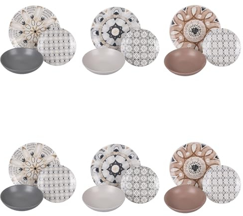 Service de vaisselle 18 pièces en porcelaine, 3 places de table différentes, Bohème