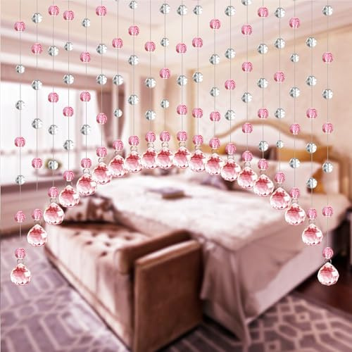 Cortina de Cuentas Cristal Colorida, Cortina Hilo con Cuentas para Puertas Colgantes, Cortinas Cuentas para Puertas, Cristales, Divisor de Ambientes con Cuentas para Puertas, Ventanas, Salas Estar(Pin