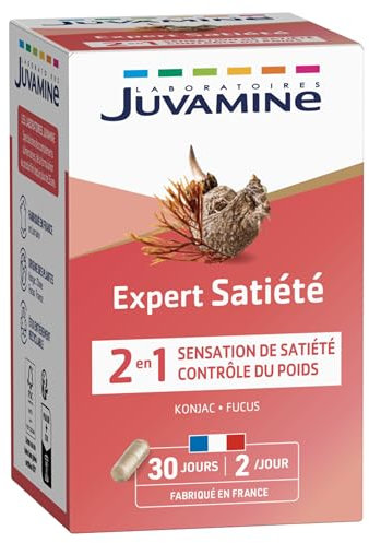 JUVAMINE - Expert Satiété 2-en-1 - Contrôle du poids - Sensation de satiété - Konjac - Fucus - Programme 30 jours - 60 gélules - 2 gélules par jour - Fabriqué en France