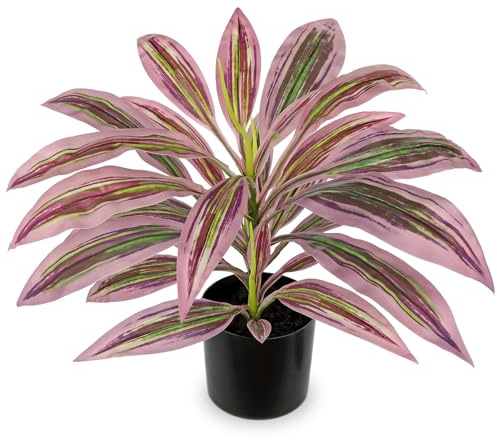 Oairse 48 cm Kunstpflanze Dracaena im Topf mit schwarzem Topf künstliche Dracaena-Pflanze, künstliche Tropische Pflanzen für Badezimmer, Wohnzimmer, Büro, Schreibtisch, Regal
