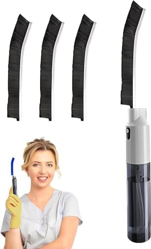 Hartborsten Ecken Reinigungsbürste, 2025 Fugenreinigungsbürste Mit Gießkanne, Fugenbürste, 2-in-1-Reinigungsbürste, Fugenreiniger Fliesen Crevice Cleaning Brush, Für Dusche, Küche, Bad (1, Schwarz)