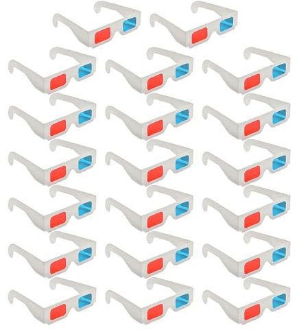 EHDWXVZM 20 Pezzi di Bicchieri 3D di Carta, Occhiali Portatili, Accessori per La Visualizzazione di Film, Adatti A TV, Computer, Proiettori.