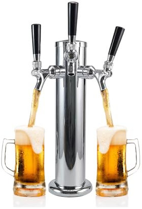 NJDQFA Kit Spillatore per Birra, Dispenser Torre Birra in Acciaio Inox, Birra Kegerator Torre con Rubinetto, per Feste, Bar Regalo per Gli Uomini,3 Heads + Beer Head