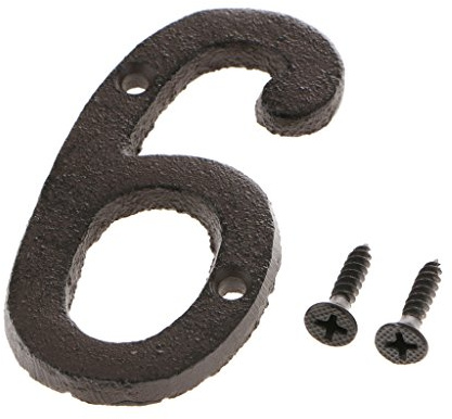 Plaque de numéro de porte de maison antique en fer forgé à faire soi-même - Lettre numéro 6