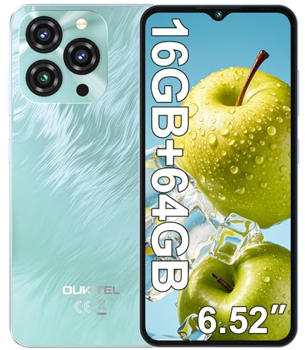 OUKITEL C3 SIM-Free & Unlocked Mobile Phones - 16GB RAM+64GB ROM/1TB, 5000mAh Battery, 6.52 Display, Android 14 Smartphone, 13MP Camera, 4G Dual SIM Android Phone, Face ID/3.5mm Headphone Jack