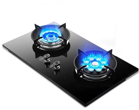 BZJPRFC Cocina De Gas De 2 Quemadores, 7,2 KW, Empotrada, con Sartén De 9 Cavidades Y Alto Fuego, con Protección contra Llamas,For Cocinas Domésticas.(NG)