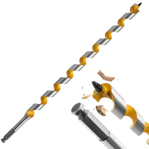 TOOLMAYS Schlangenbohrer Ø24 x 470mm | Spiralbohrer für Holz mit Nägeln, Hartholz und Weichholz | Holzbohrer Set lang, Holzschlangenbohrer