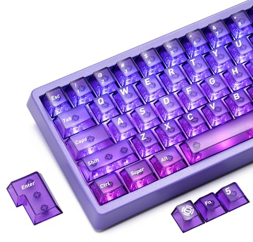 HITIME XVX Clear keycaps, Purple Transparent Keycaps 60 65 75 100 Percent, Custom Key Cap Set 118 Keys, Cherry Profile
