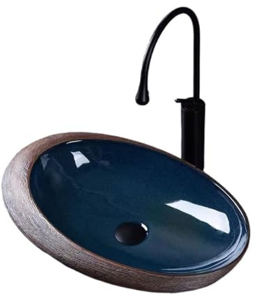 Waschbecken Kreatives Aufsatzwaschbecken, oval, aus Keramik, for Bad, Balkon oder als Unterbauwaschbecken Badezimmerausstattung(B)