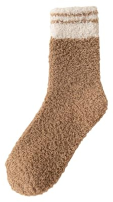 Generiska strumpor dam 38 jul mjuk plysch – fluffiga sovstrumpor varmt material sneakers strumpor roliga, kaffe, one size