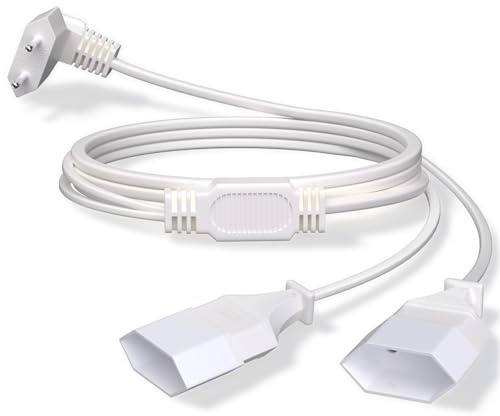 Verlängerungskabel Eurostecker, 2M Stromkabel Verlängerung Netzkabel, Verlängerungskabel mit Flachstecker, 0,75 mm² Max, 2,5A/250V Flat Plug Extension for TV, PC, Computer, Monitor-Weiß