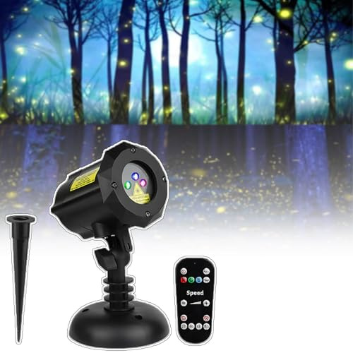 Laser-Sternprojektor für Garten & Outdoor, 3-Farben RGB mit Fernbedienung & Automatischer 360° Rotation, IP65 Wasserdicht für Weihnachts- & Festdekoration