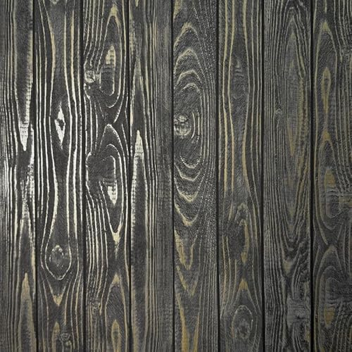 Fine Decor FD44051 Metallic Wood Luxury Wallpaper, Charcoal