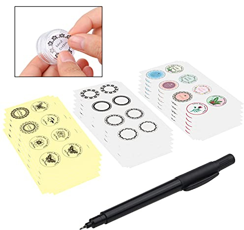 Labels for Lip Balm Container Jars - Value Pack of 600 Stickers - 200 Writable and 400 Printed Stickers - Self Adhesive - Easy to Peel, Apply and Remove - Fineliner Pen Included for Label Writing