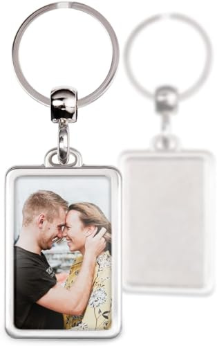 Porte-clés personnalisé avec Photo - personnalisez votre Porte-clés rectangulaire en acier inoxydable