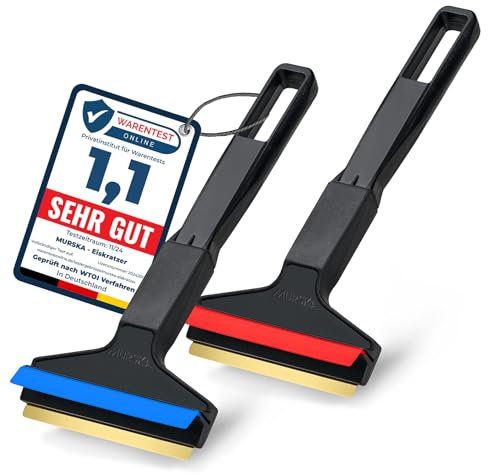 Raschietto ghiaccio Auto - facile, rapido & efficiente [ 2 pezzi ] - Raschiaghiaccio Auto 21cm - lama in Ottone - Spatola per Ghiaccio Auto Premium HIPS - Murska di Finlandia - L&P A053-2