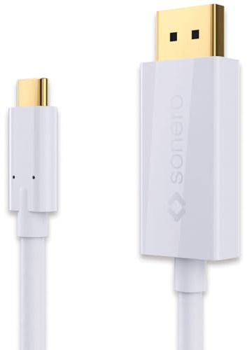 Sonero UCC021-015 USB-C al Cavo DisplayPort, 4K @ 60Hz con 18 Gbps, USB 3.1, Old Fashion, Thunderbolt 3 Compatibile con MacBook PRO, Samsung S8, dell XPS 15 e L'Altro USB-C Computer, 1,0m Bianco