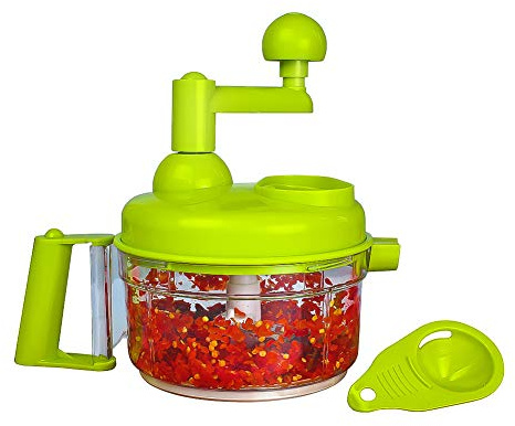 Cambom Manual Vegetable Cutter Food Processor 8 in 1 - Chopper, Mixer, Blender, Whipper, Egg Separator, Mincer, Grinder, Dicer with Clear Container 1200ml BPA Free