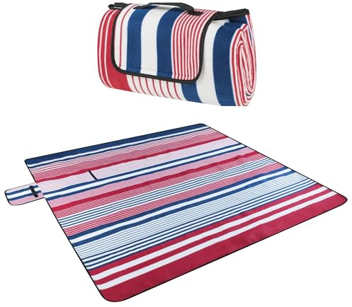 Walser 13644 Reisedecke mit Alurückseite, wasserdichte Picknickdecke, wärmeisolierte Campingdecke, sanddichte Stranddecke mit Tragegriff XXL 200x200cm