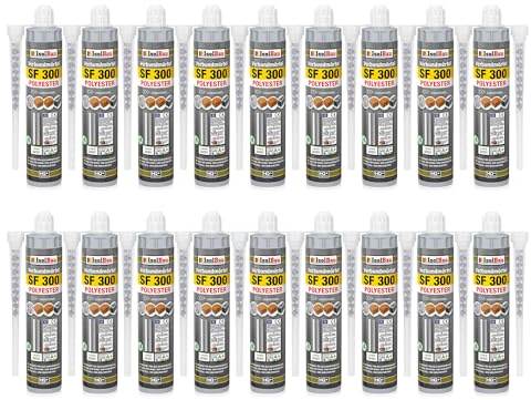 Isolbau SF 300 Injektionsmörtel 18 x 300 ml Montagemörtel, 36x Statikmischer - Verbundmörtel für Beton, Mauerwerk, Holz & Stahl