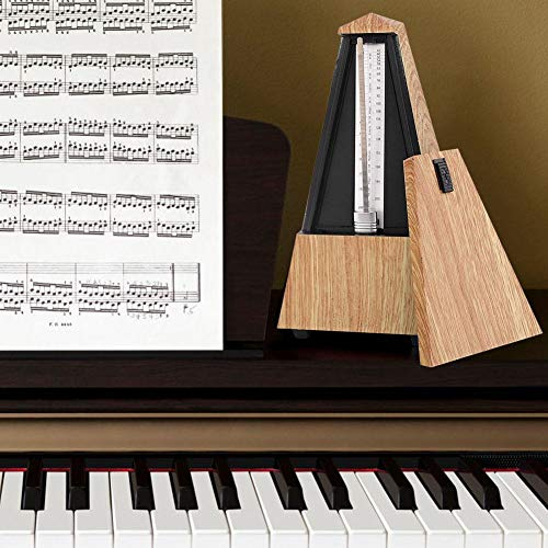 Track Beat Loud Sound Mechanisches Holzmetronom, Tuner Metronom, Musikübungen für Gitarrenbass Musikzubehör(Light wood grain)
