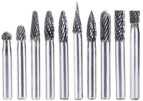 Gasea 10pcs 6mm Double Cut Head Tungsten Carbide Rotary Point Burrs Set 6mm Shank Die Grinder Bit Set