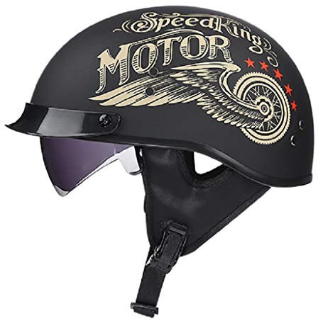 GAOZHE Casco A Scodella Casco Moto, Aperto Jet Caschi, Casco A Scodella,Scooter Motorino Vintage Caschi Cromwell, Donna Uomo con Visiera Parasole - DOT Omologato