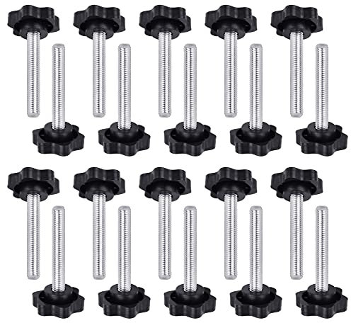 QUCUMER 20 Stück Klemmknopf Flügelschraube M6*40 Gewinde Sternkopfschraube M6 Sterngriffmutter Sterngriffschrauben Sternschraube Kunststoffkopf Klemmmutter Klemmschraube für Werkzeugmaschine