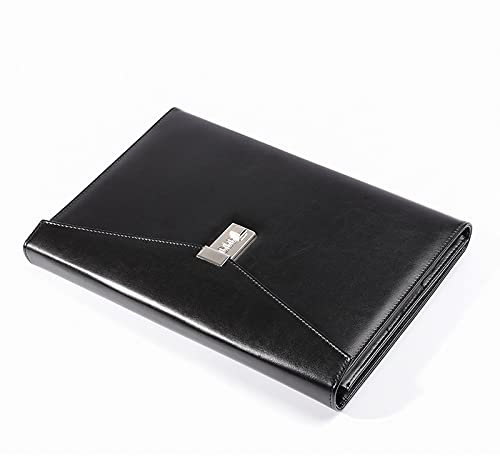 A4 Leder Passwort Dokumentenmappe Datei Tasche mit Schloss Business Aktentasche Umschlag Dokumententasche für Zertifikate, Konferenzmappe