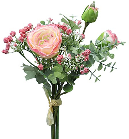 MISNODE Künstliche Blume Lotus Schleierkraut gebündelt Zweige Simulation Pfingstrose Blumen Eukalyptus Bouquet Fake Seide Blumen Stem Busch Arrangements Rosa