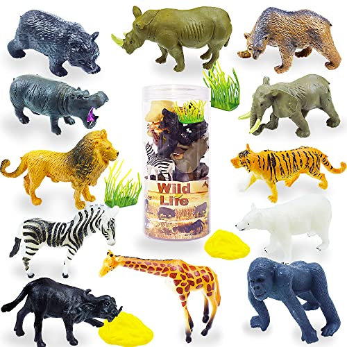 VingaHouse Tierefiguren Set, 16 Stück Tiere Spielzeug, Tierfiguren für Kinder, Geschenke für 3-7 Jährige, Geeignet für den Unterricht mit Kindern über Tiere