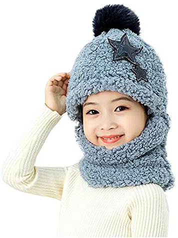 Cagoule Balaclava Enfants Parents Bonnet en Polaire avec Echarpe et Cache Oreilles Mignon étoile Chapeau Hiver Chaud Capuchon Bébé Fille Garçon Pompon Cagoule de Ski Snowboard Sport Noël