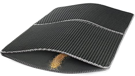 Fudajo Katzenstreu Matte faltbar 75 x 55 cm, Katzenklo Matte wasserdicht, Katzenstreu Auffangmatte mit 2 Schichten, Matte für Katzenklo im Wabendesign