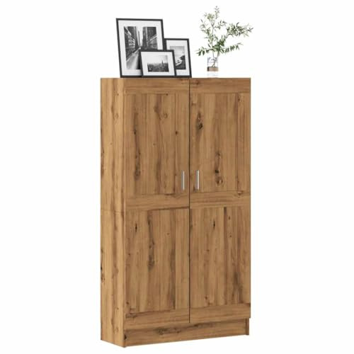Bibliothèque Étagère de Rangement 4 Niveaux en Bois d'Ingénierie Chêne Artisanal 150 cm Haute, Armoire à Livres Fermée avec Porte pour Salon Bureau, Meuble de Stockage Durable 82. 5x30. 5x150 cm
