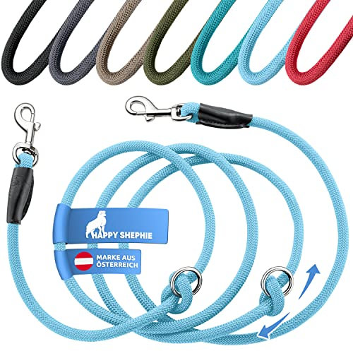 HappyShephie verstellbare Hundeleine 2,5 m - Perfekte Hundeleine für mittelgroße Hunde & große Hunde - Extrem robuste Umhängeleine & Doppelleine - Blau