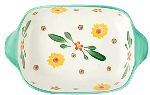 Lasagnera Teglia in ceramica a due orecchie Teglia for brownie Teglia Teglia rettangolare Bakeware Teglie da Forno (Color : Green)