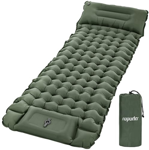 ROPODA Materasso gonfiabile da campeggio, materassino ultraleggero con cuscino, pompa a pedale integrata, materassino impermeabile con borsa,195 cm x 69 cm x 10 cm (Grigio)