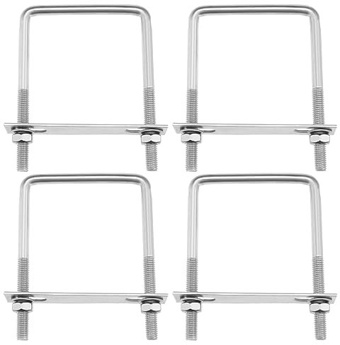 SG Store 4PCS Square U-Bolts M8 Thread 71mm Inner Width 100mm Length 304 Stainless Steel U-Shaped Clamp Bolt with Nuts and Plates for Vehicles Pipelines Buildings
