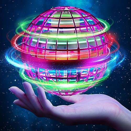 ANOEPUY Flying Ball Toys, Globe 360°Rotating Hand Controlled Flying Toy, Magic Led Lights up Ball, Mini Drone Flying Toys Gift for Kids and Adults (purple)