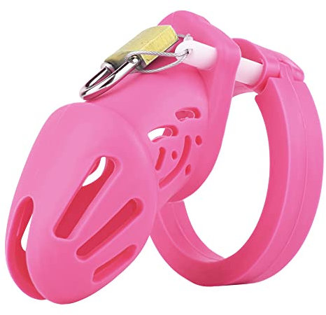 Chastity Cage Uomo Silicone Sissy Gabbia Pene Bdsm Cintura Castità Maschile Per Giochi Erotitici Sexy Per Coppie (Short,Pink)