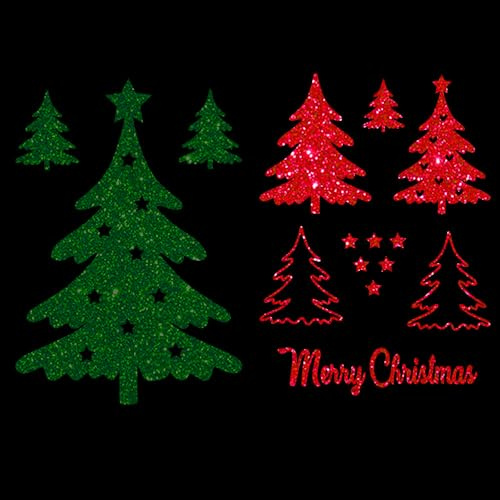 Glitzerdeals Bügelbilder Glitzer Weihnachtsmotiv Set Weihnachtsbaum Merry Christmas Sterne rot Aufbügler für Textilien Karneval Kostüm Bügelflicken Weihnachten Fasching Patch zum Aufbügeln