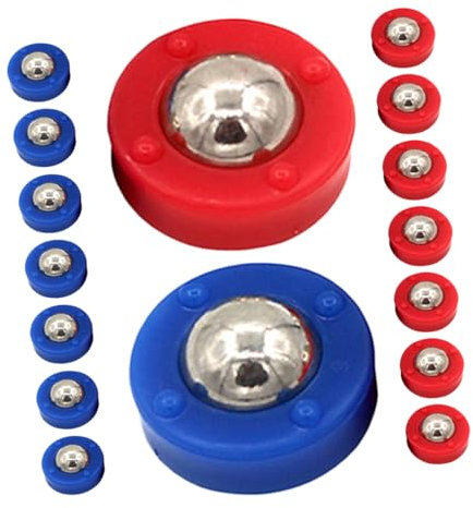Yardwe Shuffleboard Pucks 16 Stück Rollperlen Tischspiel Kleiner Tisch Shuffleboard Ersatz Rollkugeln für Kinder und Familie Blau Rot Kompakte Größe Geeignet für Brettspiele und Eisstockschießen
