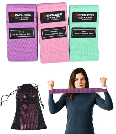 Bandes de Résistance Endless Lot de 3 en Coton – Niveaux Léger Moyen Fort pour Squats, Étirements, Fitness, Hip Thrust et Entraînement Fessiers – Bandes Élastiques Musculation pour Femmes Hommes