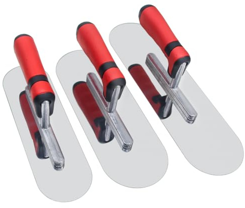Concrete Tools Set Stainless Steel Pool Trowel 3 PC (14 x 4 & 11x4 & 10x3) Flat Finishing Cement Drywall Plastering Masonry Construction Hand Kit