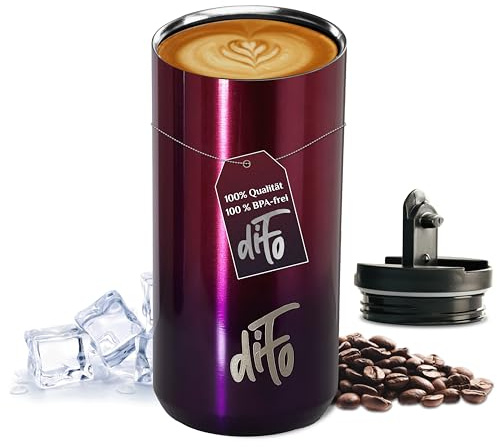 diFo Thermobecher Isolierbecher Kaffeebecher Reisebecher to go Edelstahl 400 ml (rot)