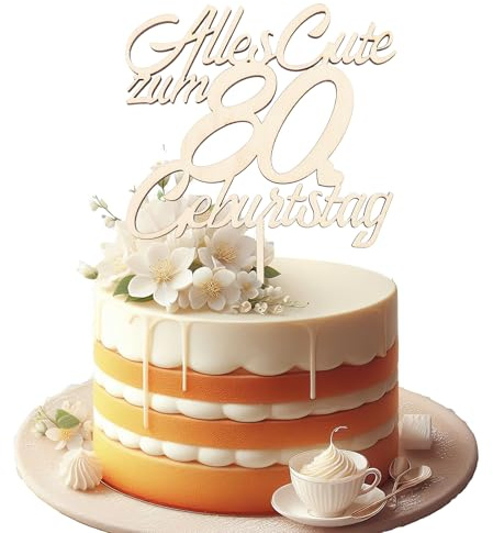 GoldRock Holz Torten Deko 80 Geburtstag Mann Frau,Tortendeko 80 Geburtstag Männer Deko,Kuchendeko Alles Gute zum 80 Geburtstage Deko,80. Geburtstage Frauen Kuchen Deko,Cake Topper 80 Jahre