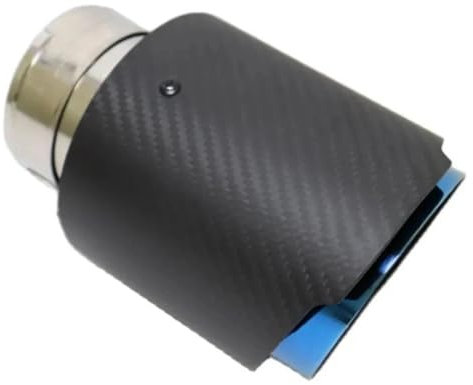 Schalldämpfer 1 STÜCK Universal Auto Matte Carbon Auspuffanlage Schalldämpfer Rohrspitze Gerade Edelstahl Blau Schalldämpfer Dekorationen Endrohr(60MM IN 89MM Out)
