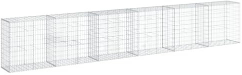 VidaXL Cesto Gabbione con Copertura 600x50x100 cm in Ferro Zincato, Muro di Sostegno, Recinzione