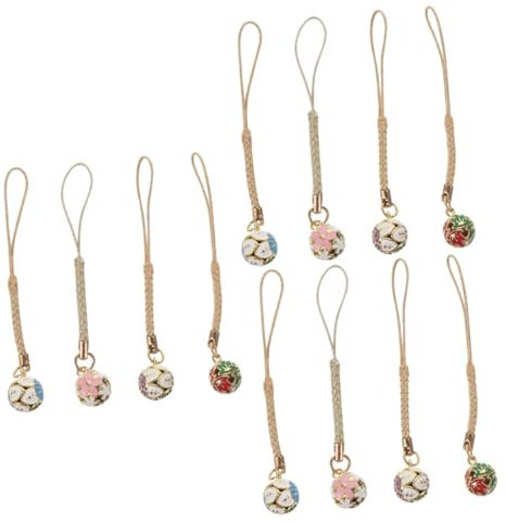 IMIKEYA 12 Stk Japanische Blumenglocke Handgefertigte Glöckchen Armband Mit Charme Für Smartphones Jingle-bell-spielzeug Handy-lanyard Glocke Telefon Charme Handy-anhänger Autozubehör