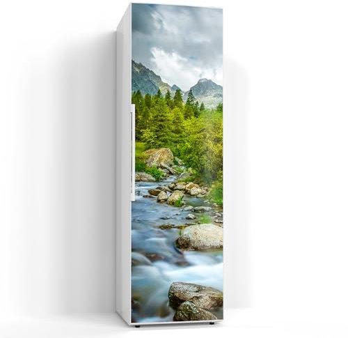 DEQORI Magnetfolie für Kühlschrank 60x200 cm | Motiv Idyllischer Bergfluss | dekorative Magnetmatte Gefrierschrank Schutz | Magnet Deko-Folie selbstklebend, magnetisch & wasserabweisend